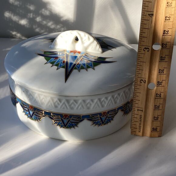 VTG Elizabeth Arden Treasures of the Pharaohs Porcelain Trinket Dish Holder MCM - Picture 2 of 14